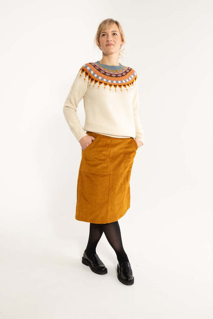 Danemaren Cord Stretch Skirt Mustard