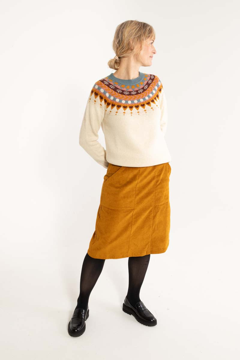 Danemaren Cord Stretch Skirt Mustard