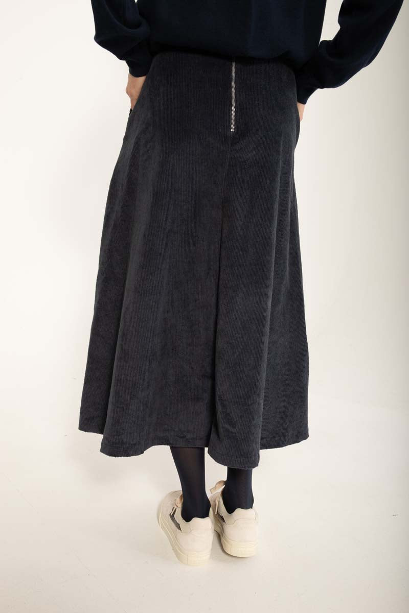 Danebrava Cord Stretch Skirt Dark Navy