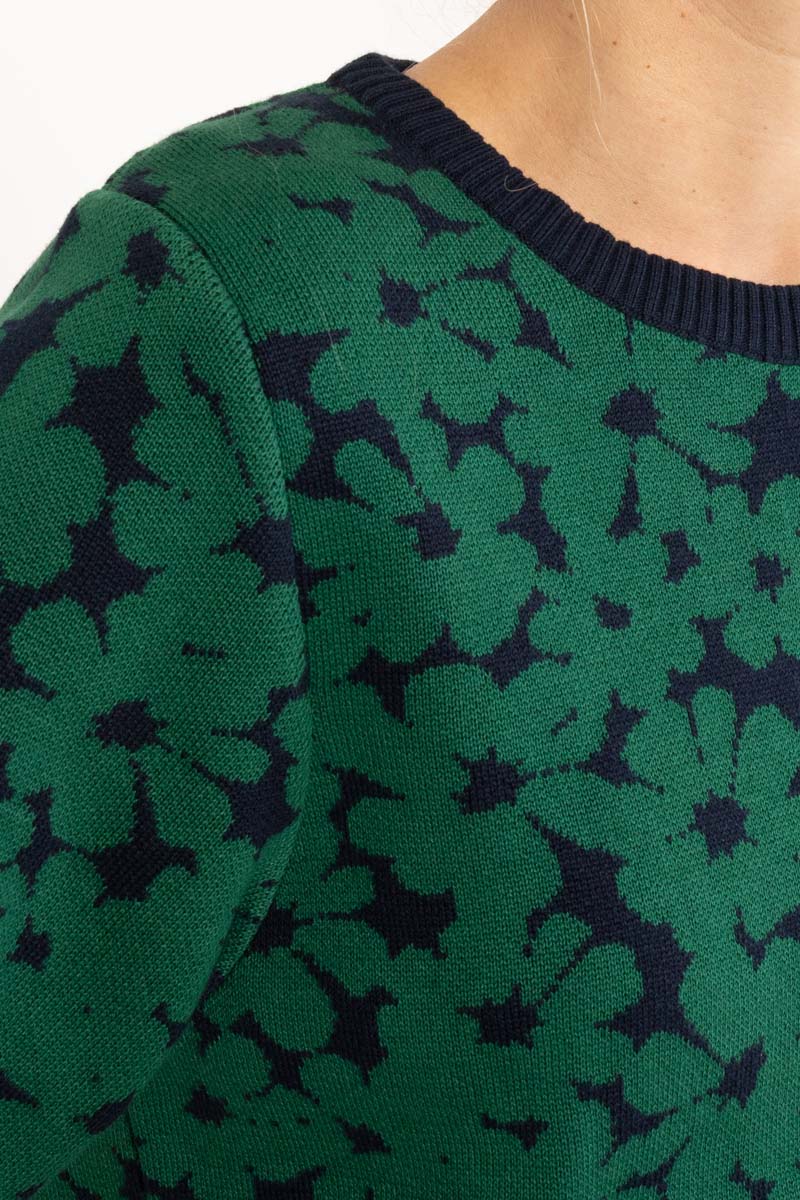 Danefox Cotton Jaquard Sweater Dark Pine/Dark Navy