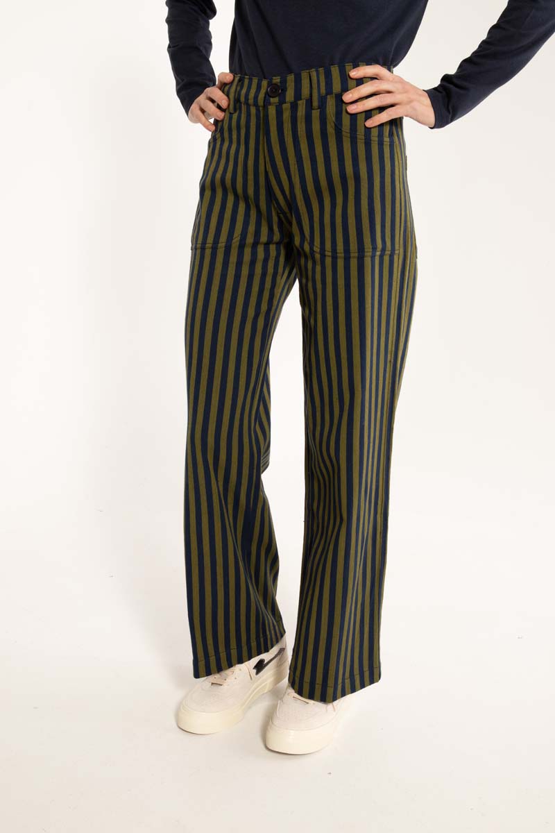 Danedaisy Light Canvas Pants Dark Navy/Olive