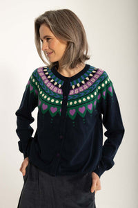 Danesweetheart Cotton Knit Cardigan Dark Navy