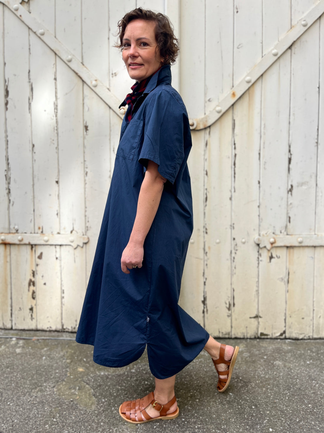 Danefolk Smooth Poplin SS Dress Dark Blue