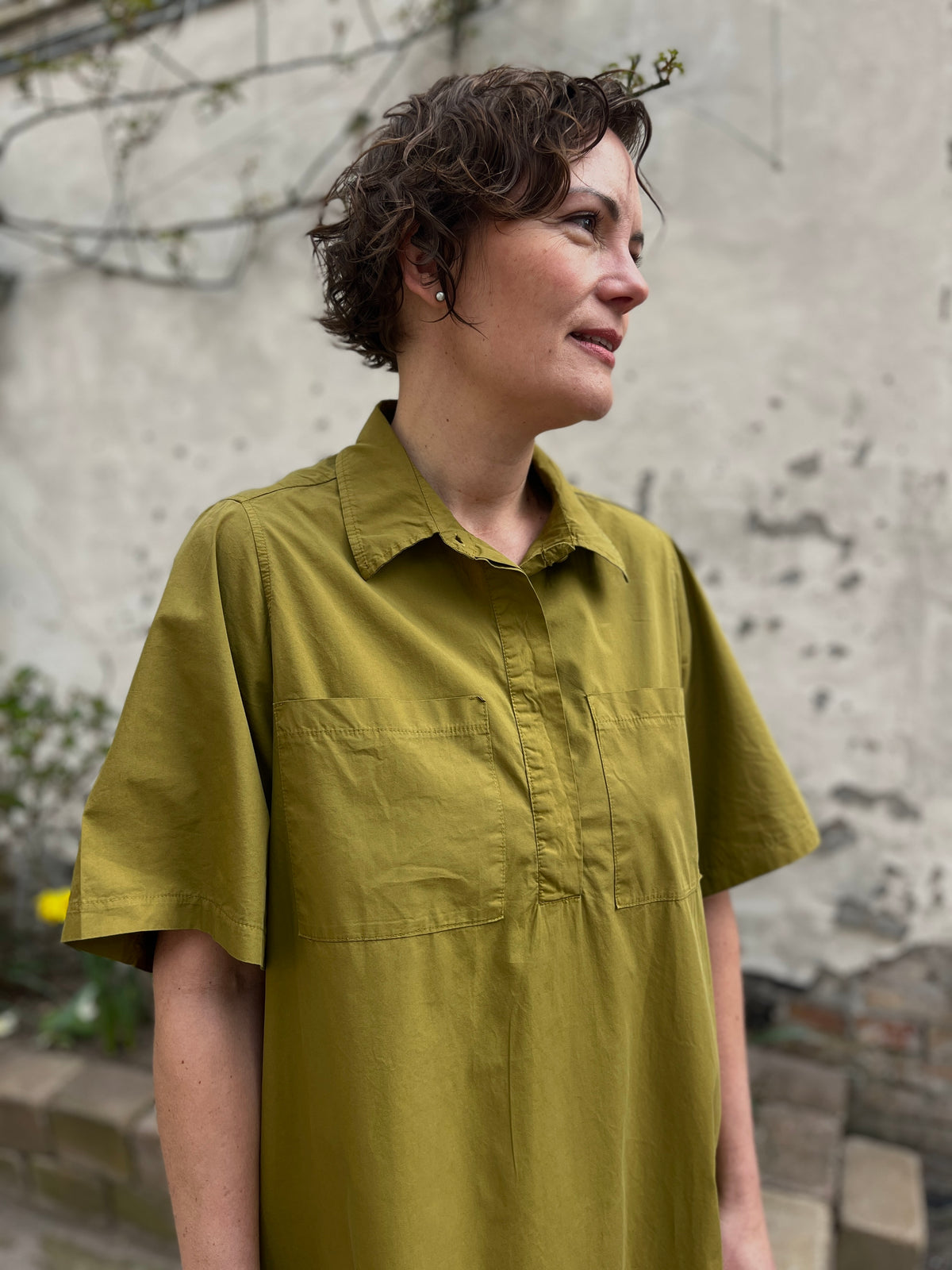 Danefolk Smooth Poplin SS Dress Olive