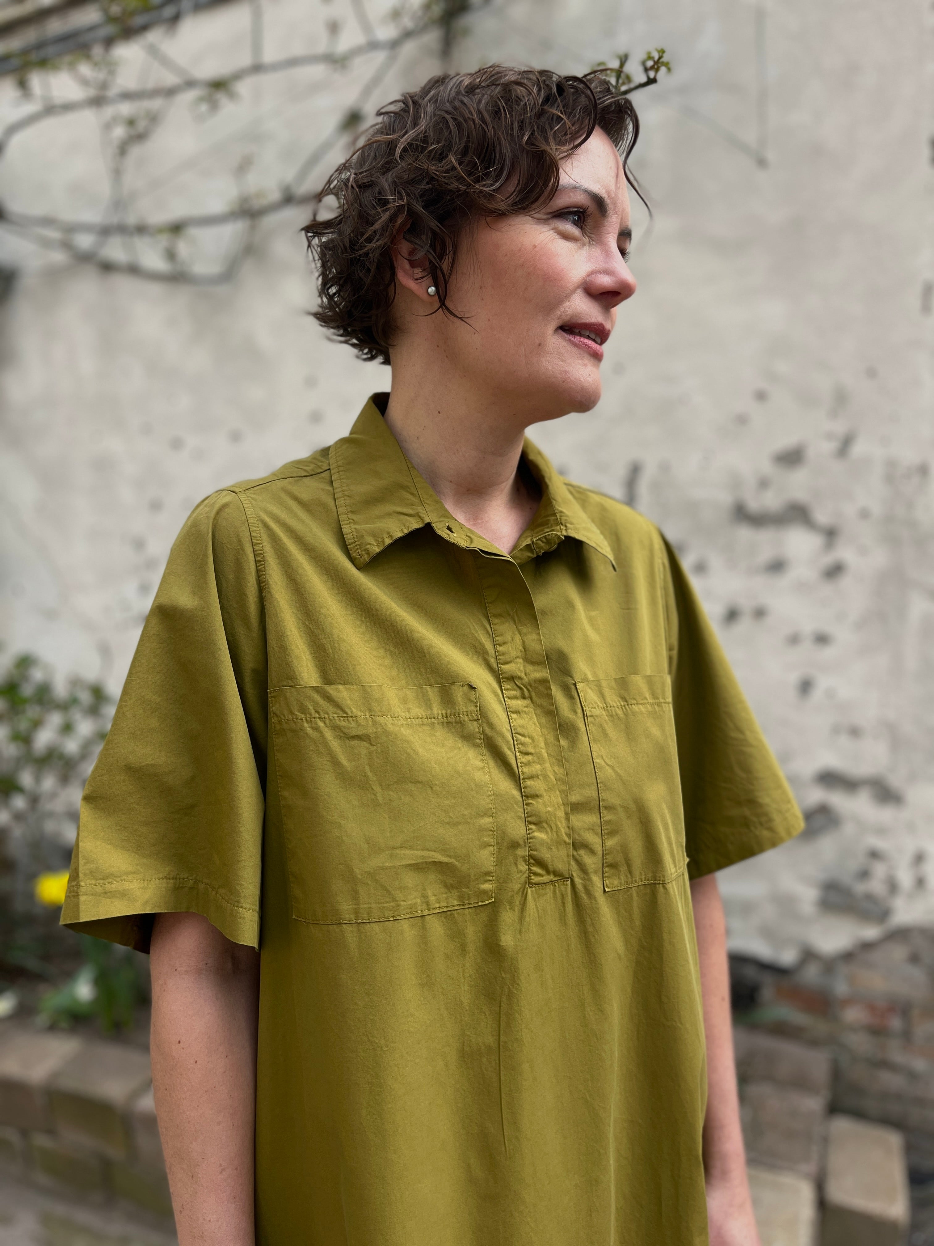 Danefolk Smooth Poplin SS Dress Olive