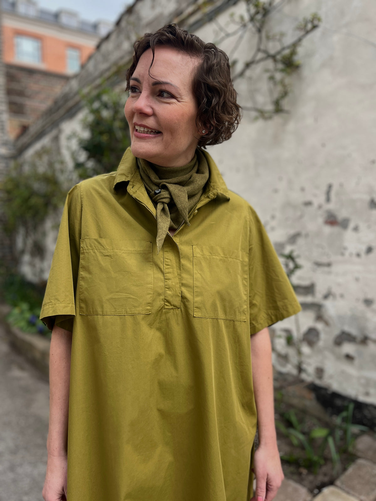 Danefolk Smooth Poplin SS Dress Olive
