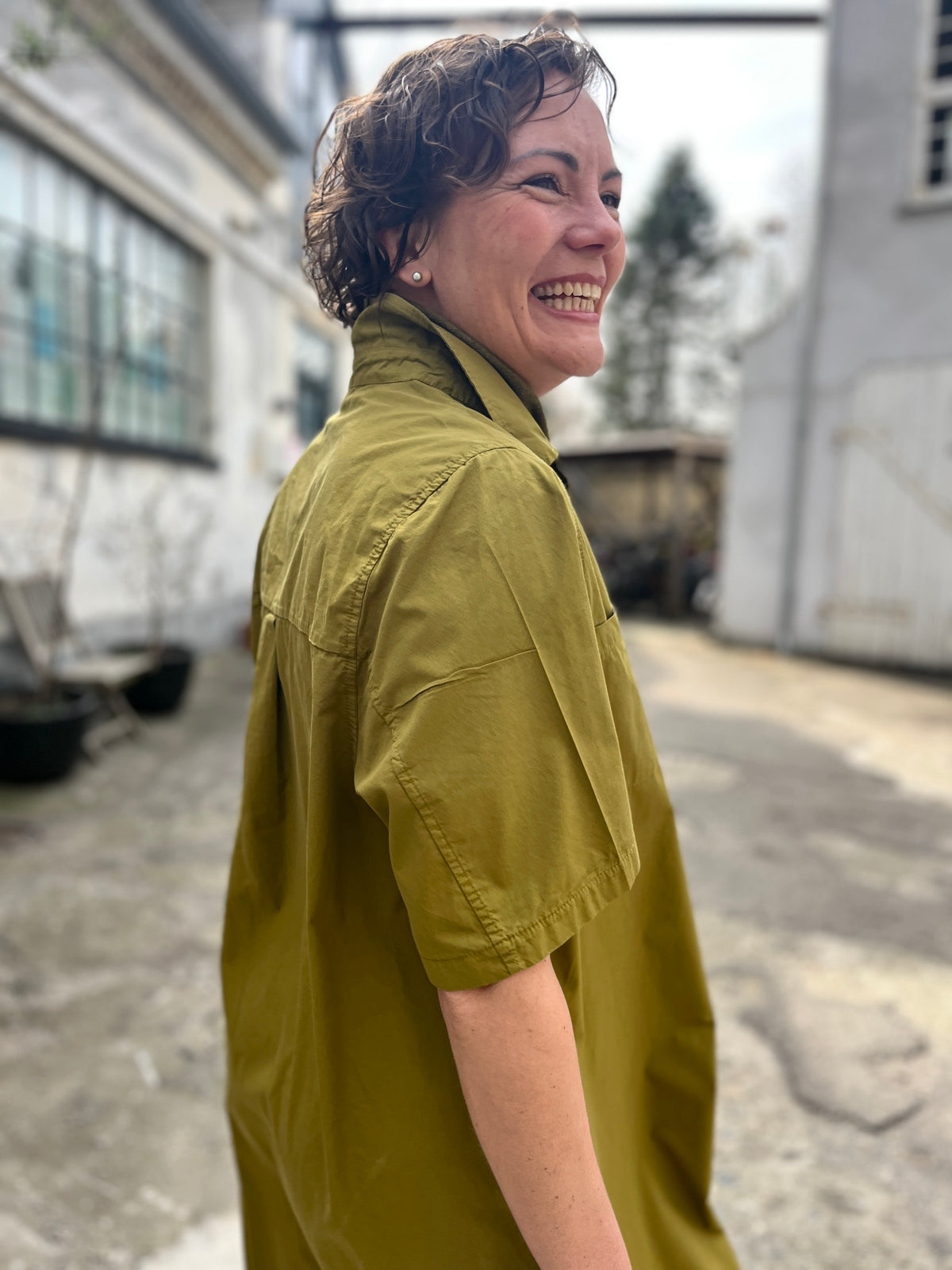 Danefolk Smooth Poplin SS Dress Olive