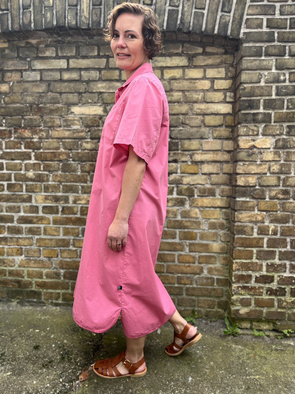 Danefolk Smooth Poplin SS Dress Soft Cherry