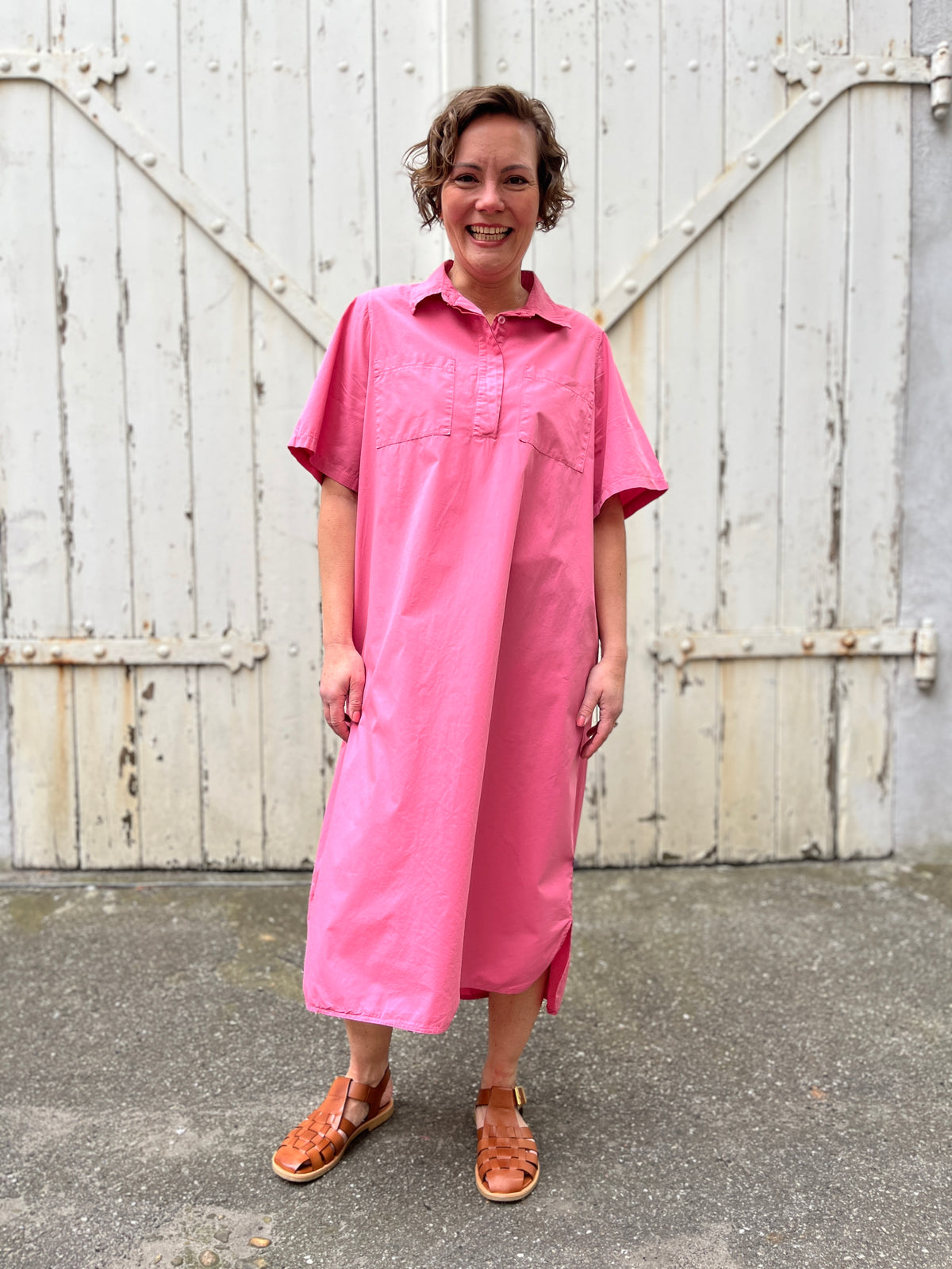 Danefolk Smooth Poplin SS Dress Soft Cherry