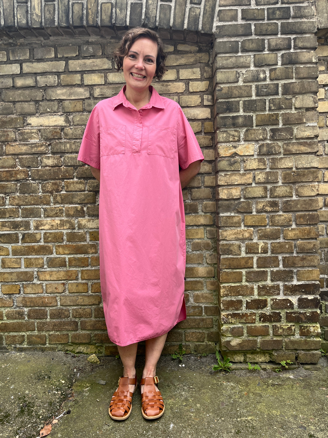 Danefolk Smooth Poplin SS Dress Soft Cherry