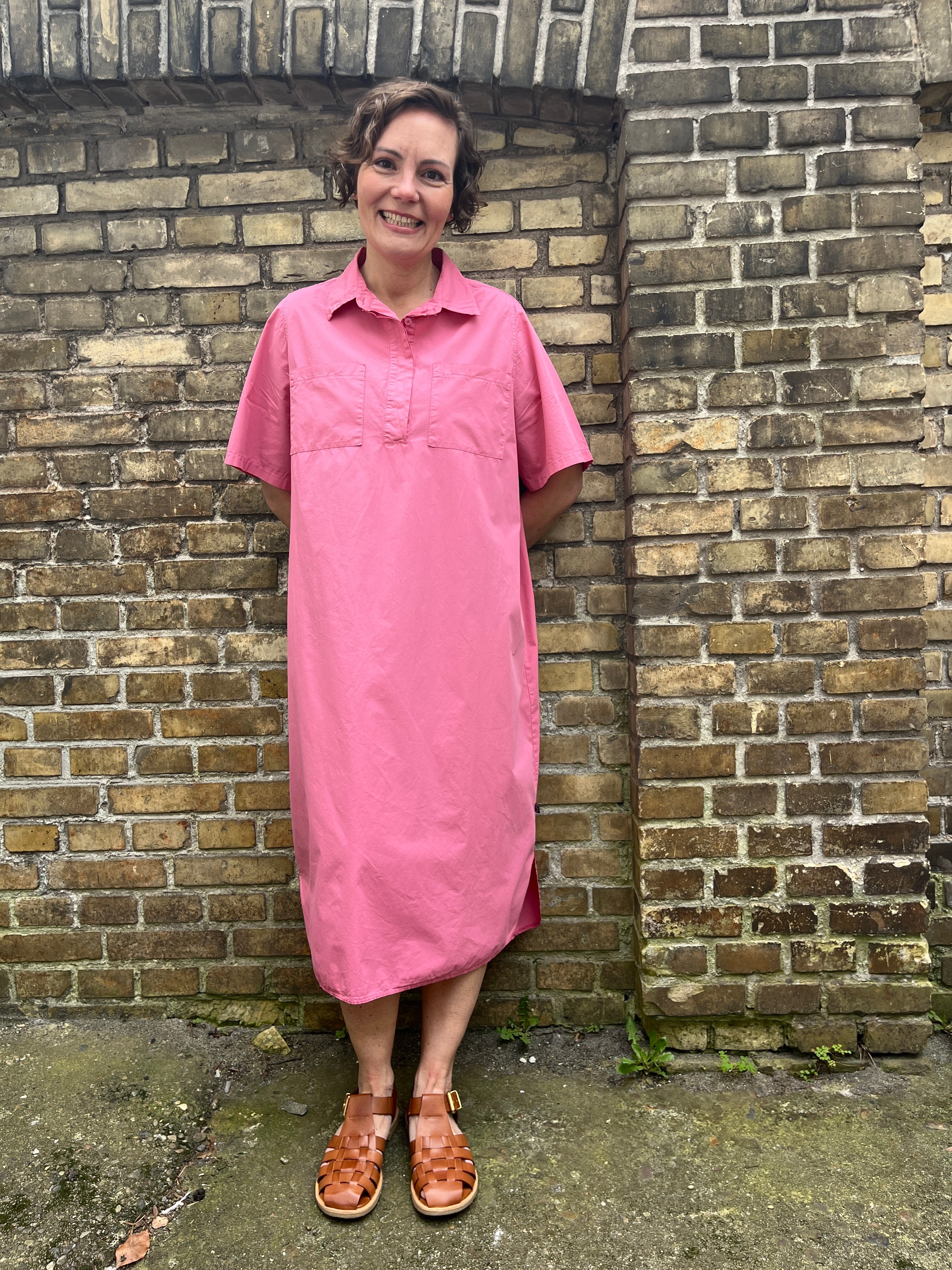 Danefolk Smooth Poplin SS Dress Soft Cherry