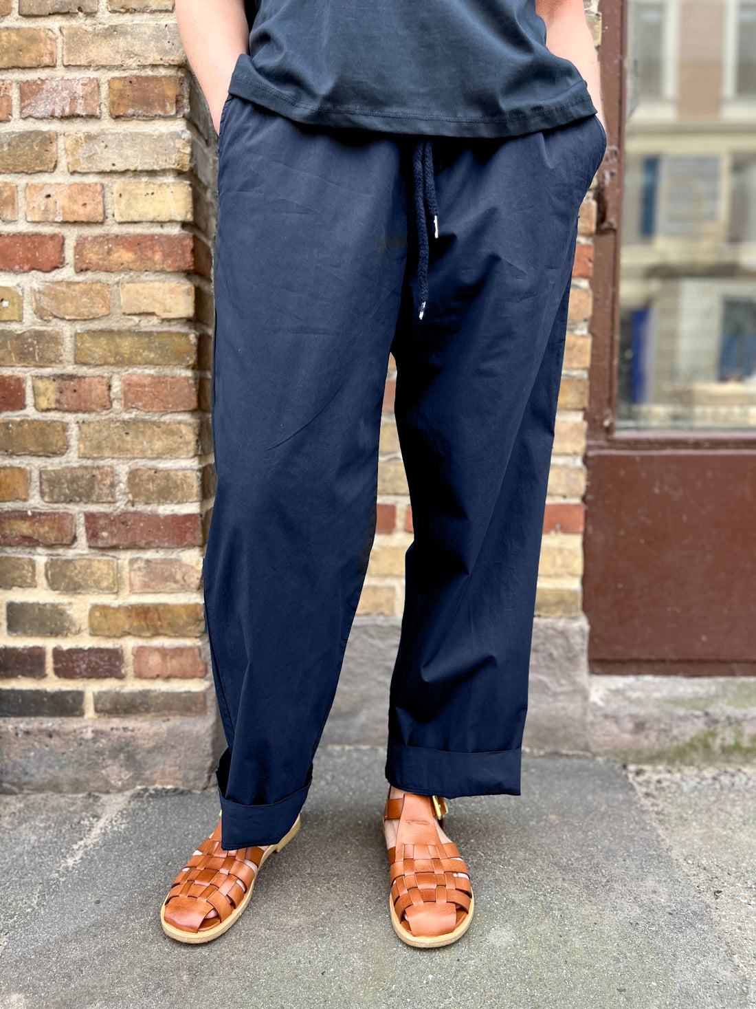 Danefunt Smooth Poplin Pants Dark Blue