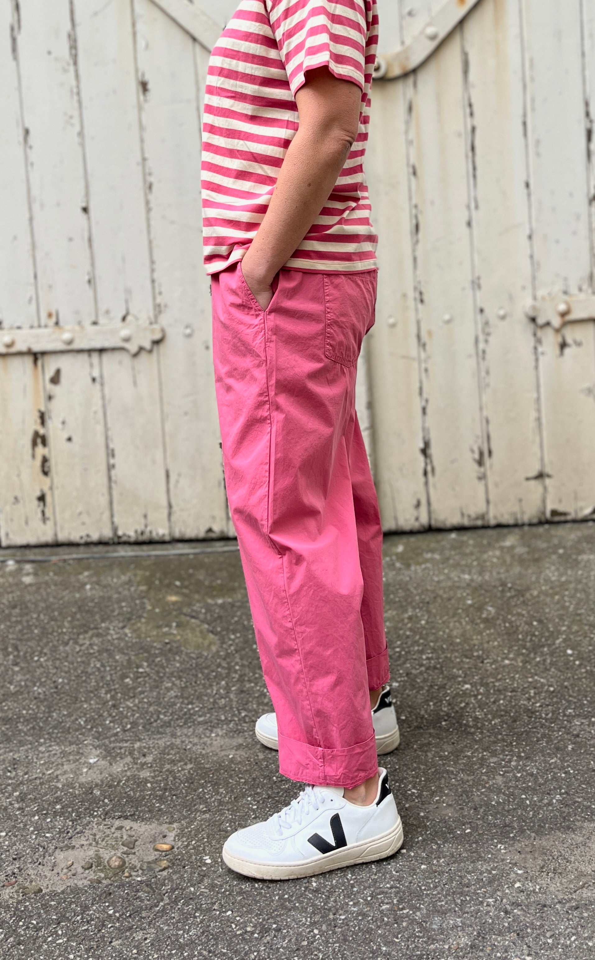 Danefunt Smooth Poplin Pants Soft Cherry