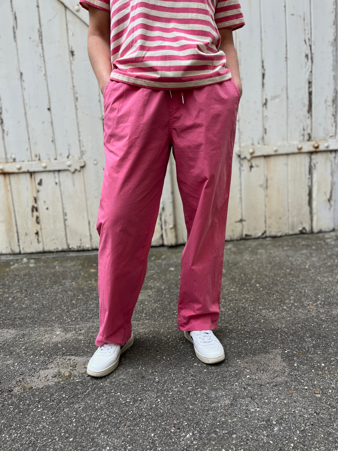 Danefunt Smooth Poplin Pants Soft Cherry