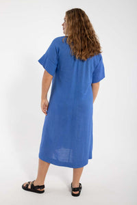 Danehostess Modal Linen Dress Cold Blue