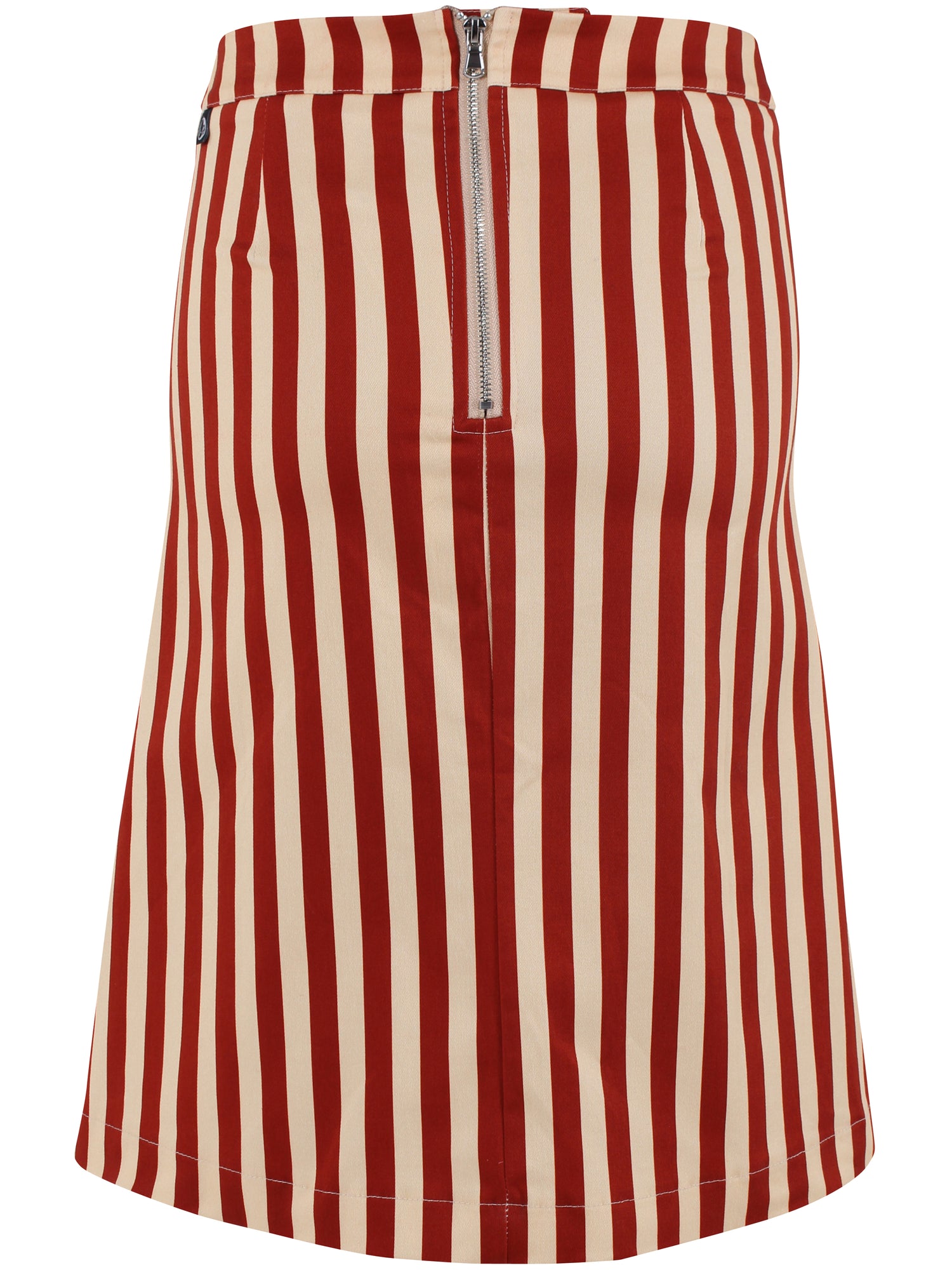Sød nederdel i bomuldscanvas og med striber i rød og sandfarve til kvinder