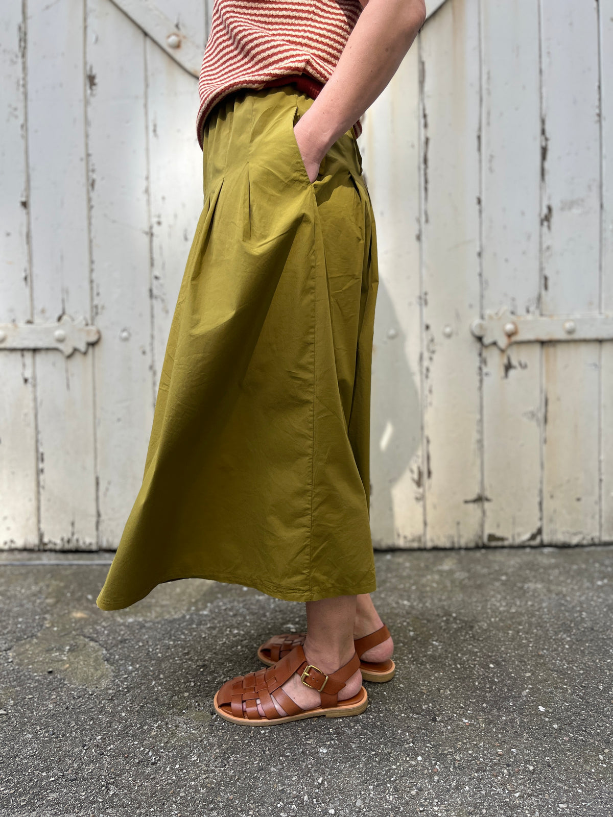 Daneminna Smooth Poplin Skirt Olive