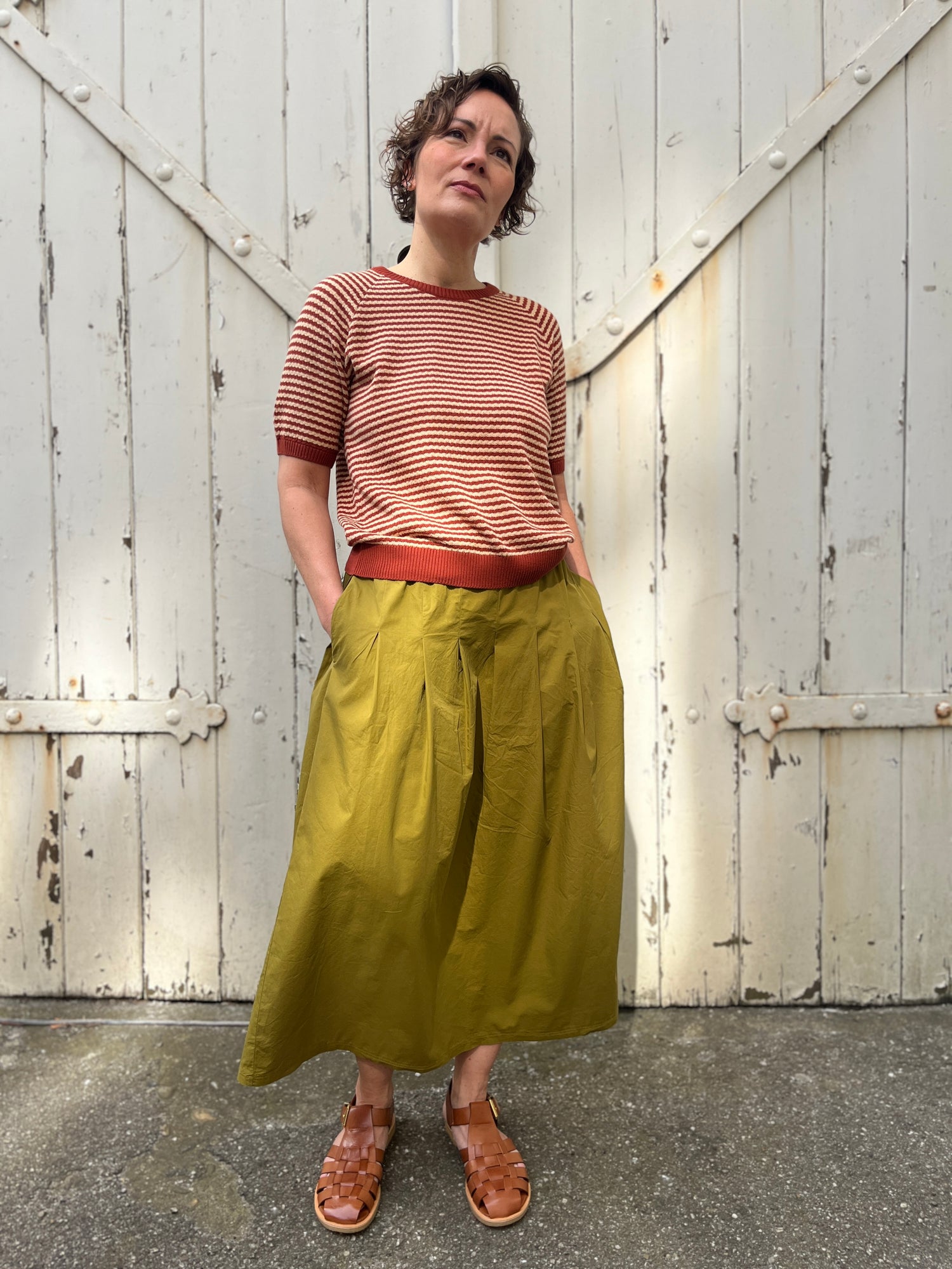 Daneminna Smooth Poplin Skirt Olive