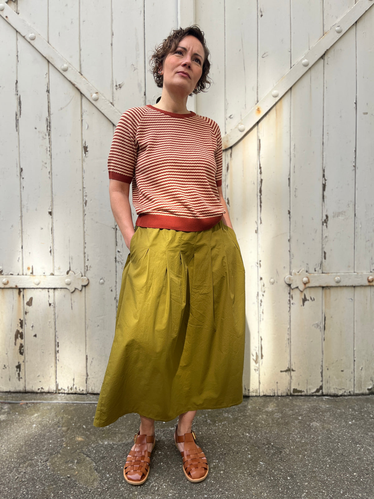 Daneminna Smooth Poplin Skirt Olive