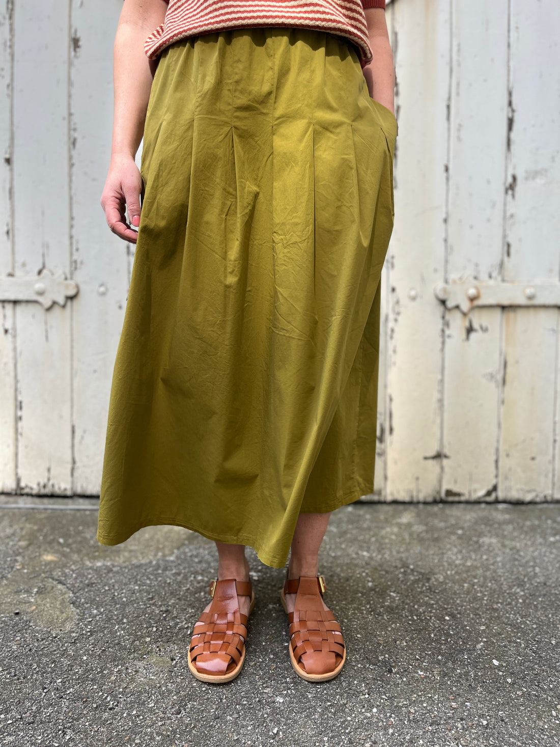 Daneminna Smooth Poplin Skirt Olive
