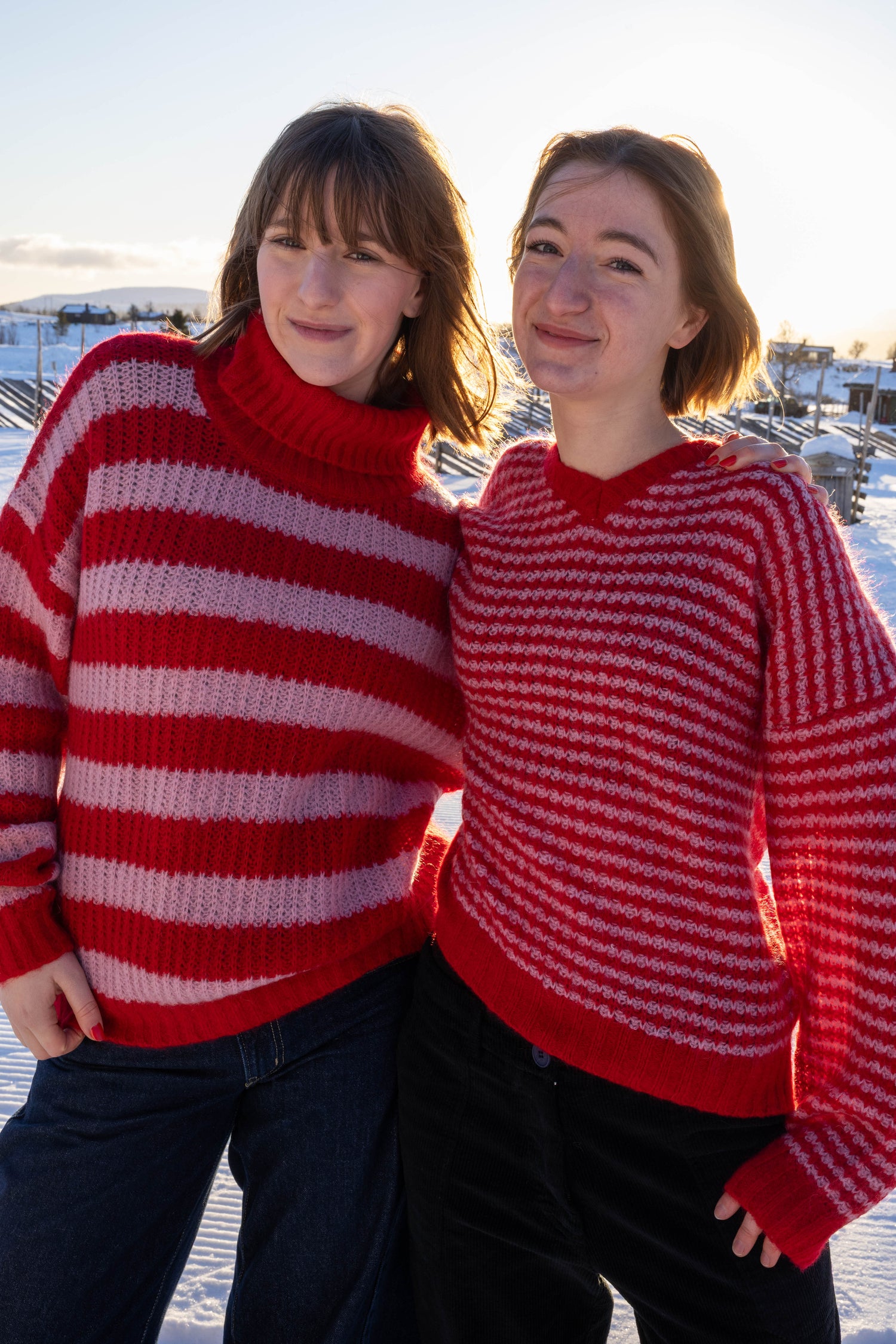 Danerelative Mohair Sweater Dark Red/Cold Pink
