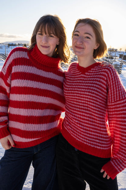 Danerelative Mohair Sweater Dark Red/Cold Pink