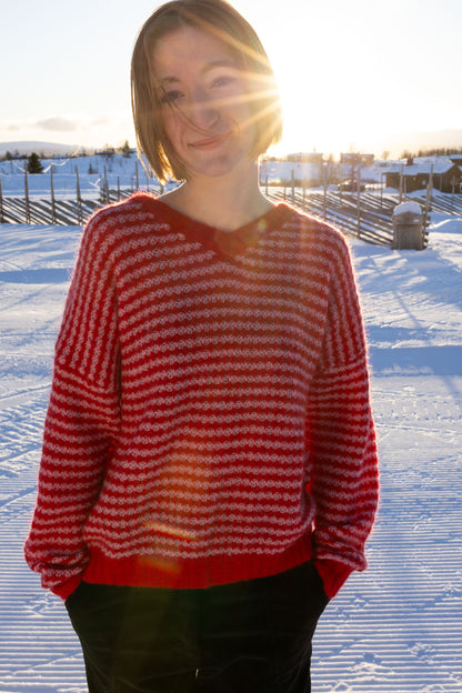 Danerelative Mohair Sweater Dark Red/Cold Pink