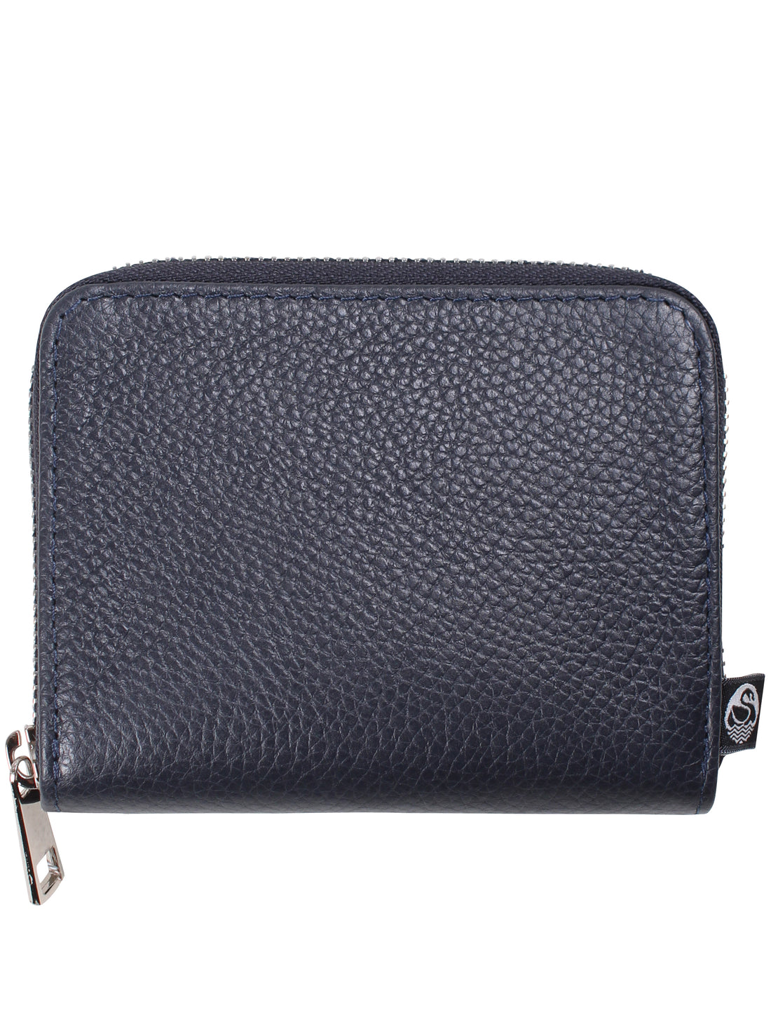 Navy læderpung med lynlås.