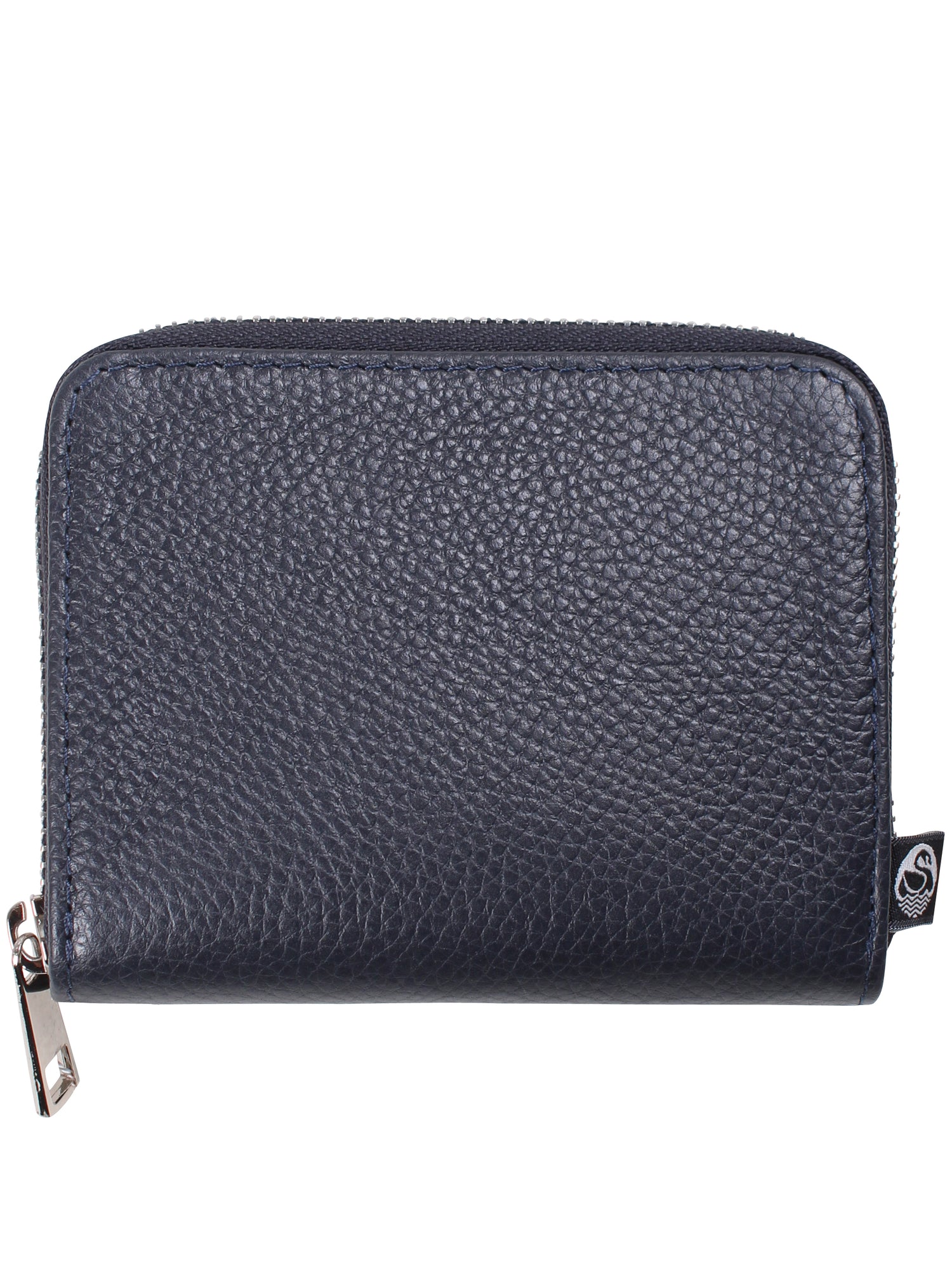 Navy læderpung med lynlås.