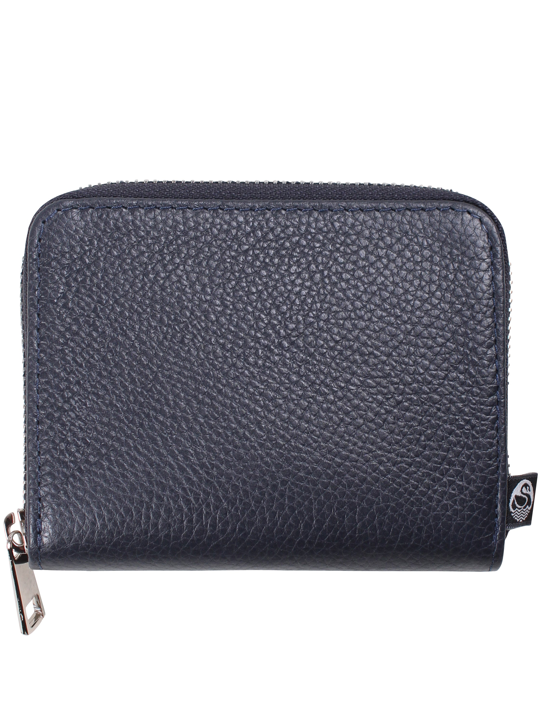 Navy læderpung med lynlås.