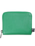 Grøn læderpung med lynlås.