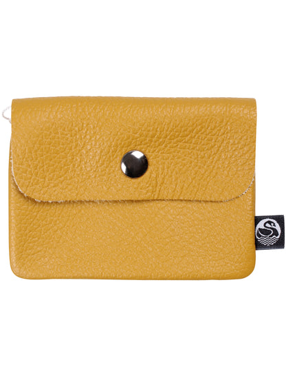Okkergul læder pung lavet af ægte italiensk læder.