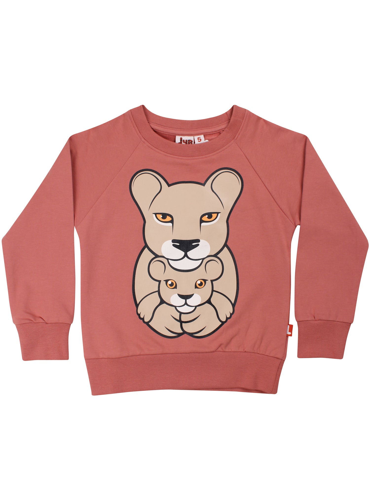 Skøn sweatshirt til børn med print af en løvemor og en løveunge