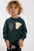 Skøn blågrøn sweatshirt til børn med print af myresluger