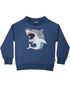 Skøn gråblå sweatshirt til børn med print af hvidhaj