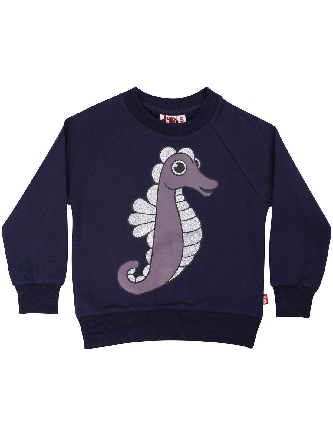 Skøn navyblå sweatshirt til børn med print af søhest
