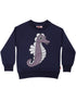 Skøn navyblå sweatshirt til børn med print af søhest