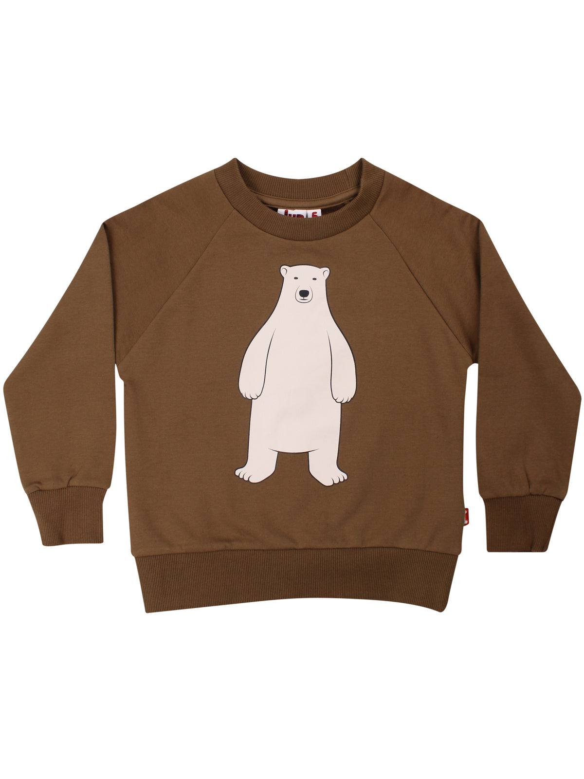 Skøn olivengrøn sweatshirt til børn med print af isbjørn