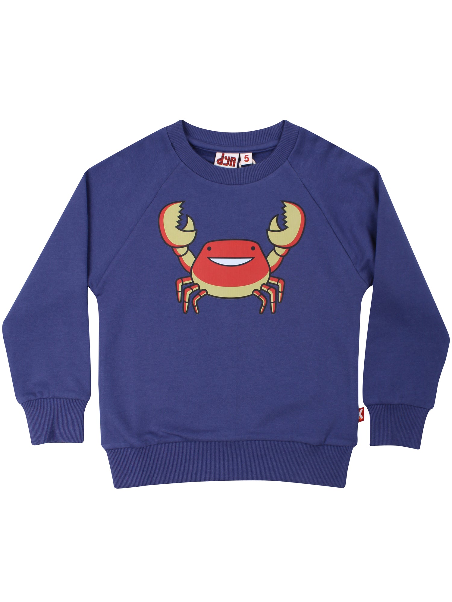 Skøn mørkeblå sweatshirt til børn med print af krabbe
