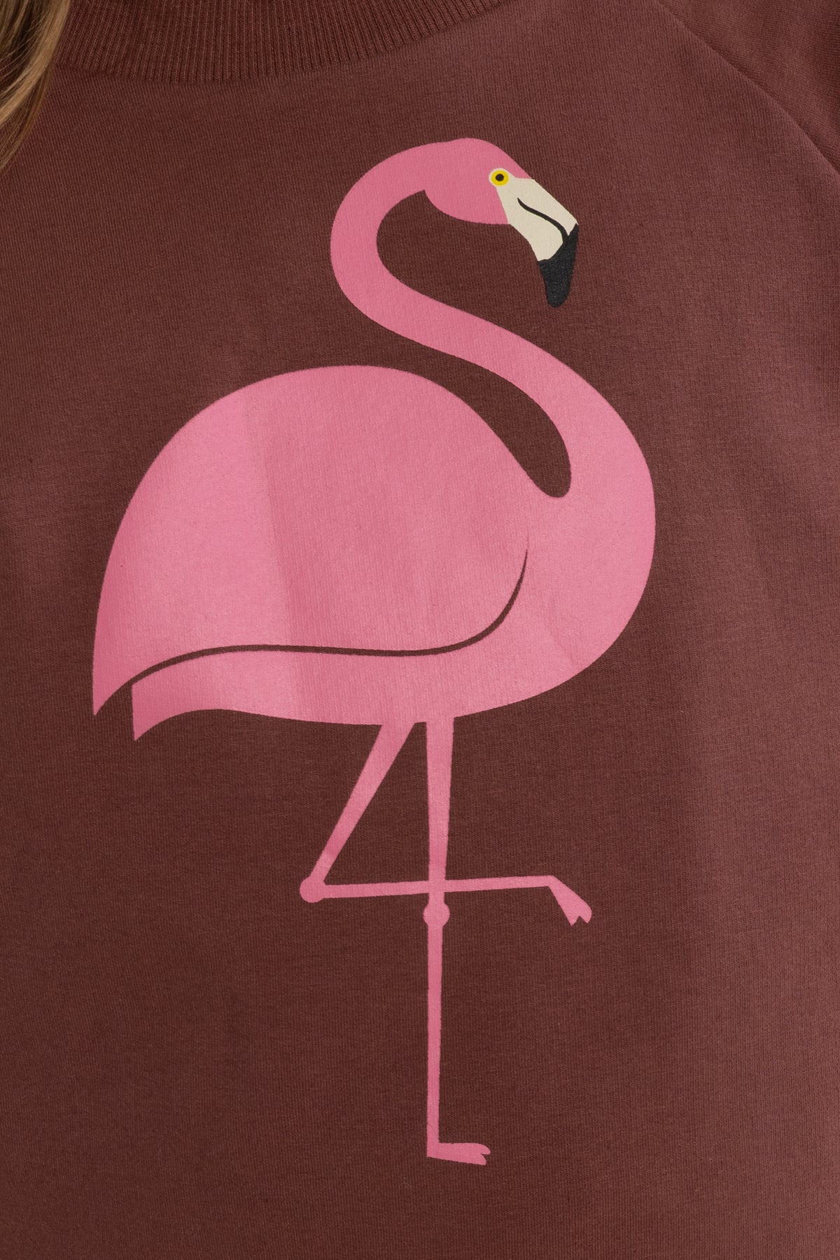 Skøn kirsebærrød sweatshirt til børn med print af flamingo
