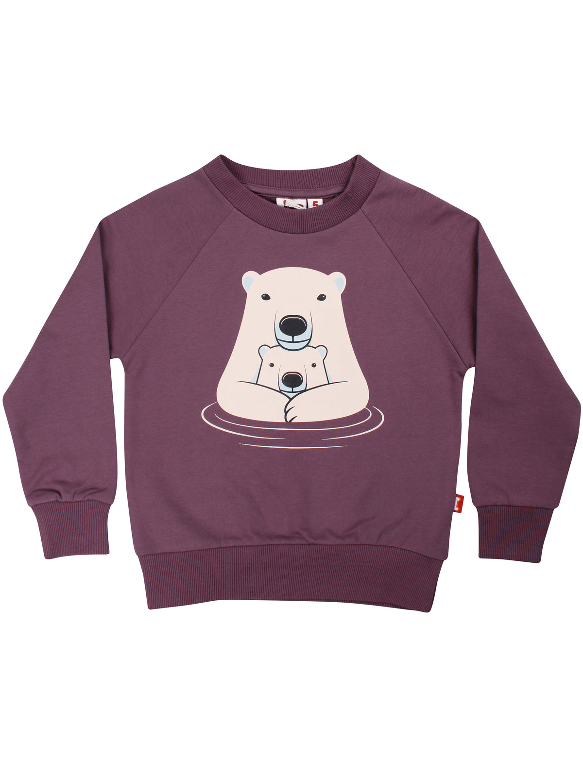 Skøn grålilla sweatshirt til børn med print af isbjørnemor