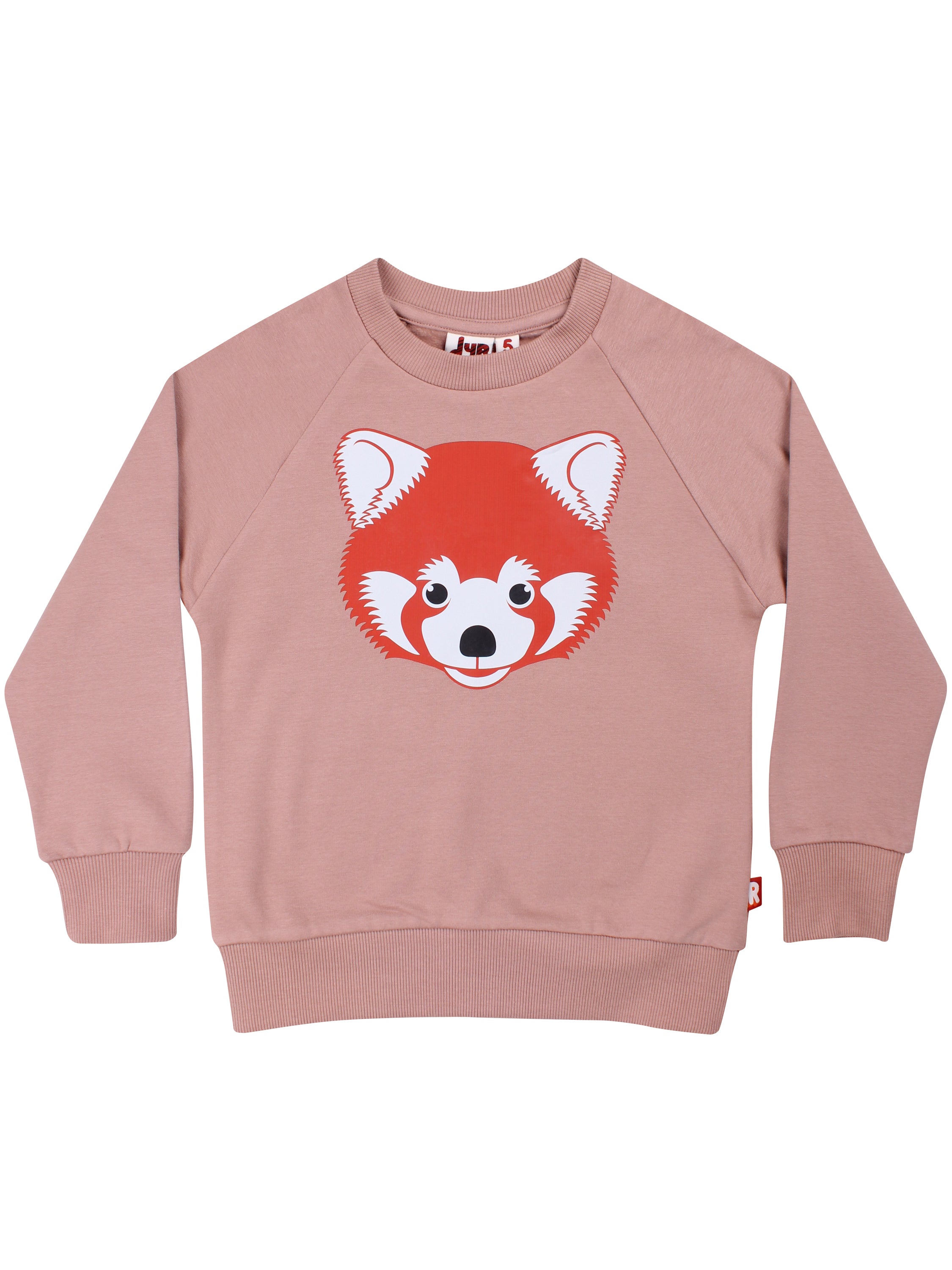 Skøn støvet rosa sweatshirt til børn med print af rød panda
