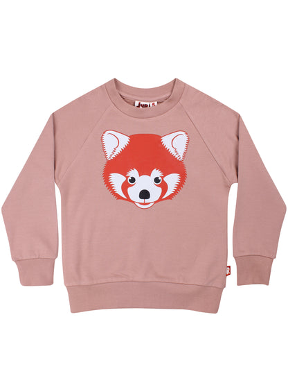 Skøn støvet rosa sweatshirt til børn med print af rød panda