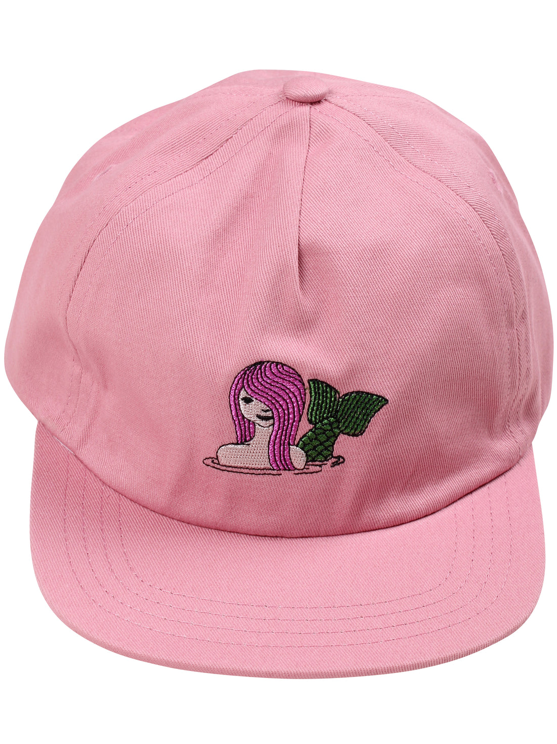 Fin lyserød kasket i bomuldstwill til børn med print af havfrue