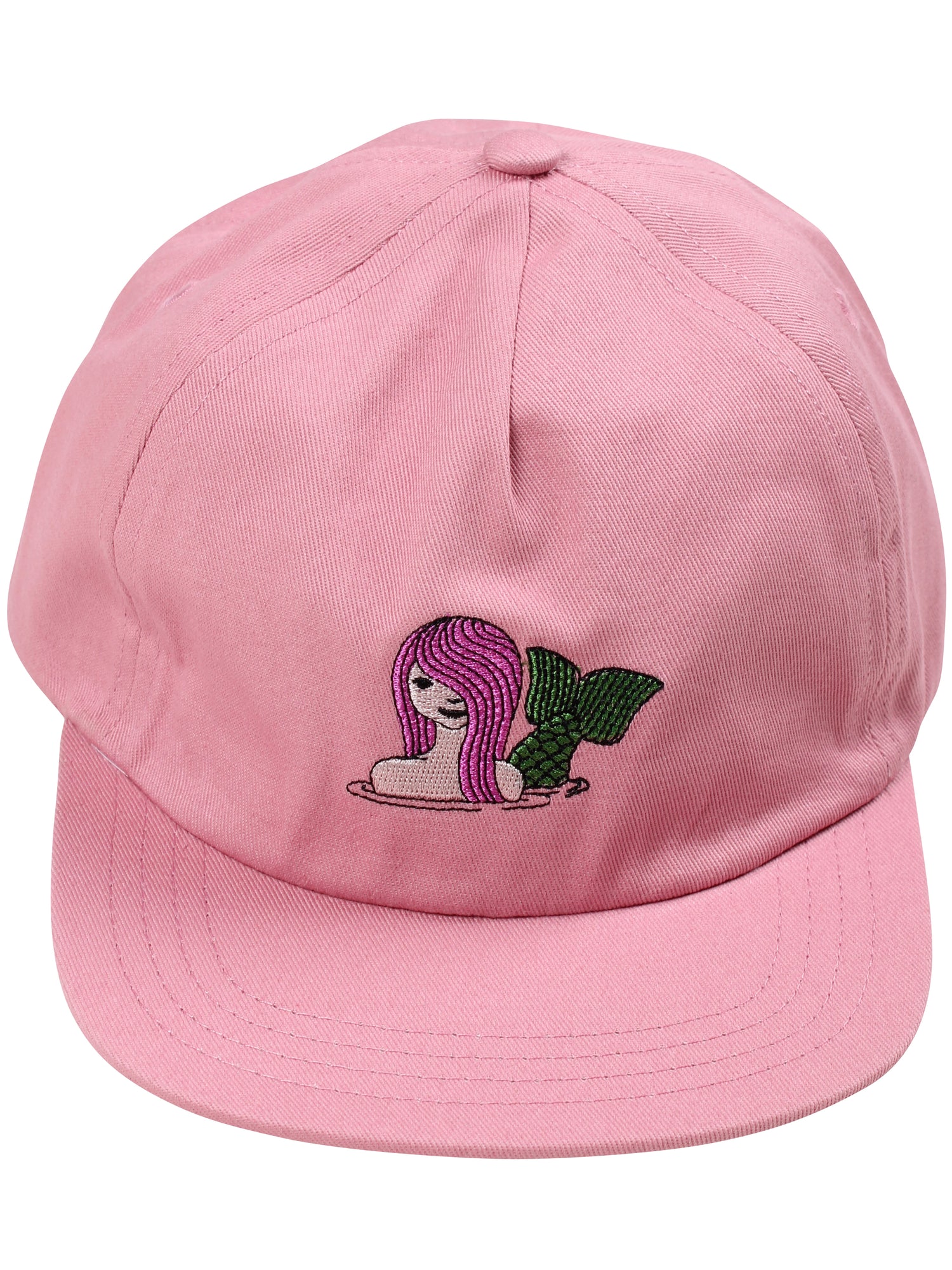 Fin lyserød kasket i bomuldstwill til børn med print af havfrue