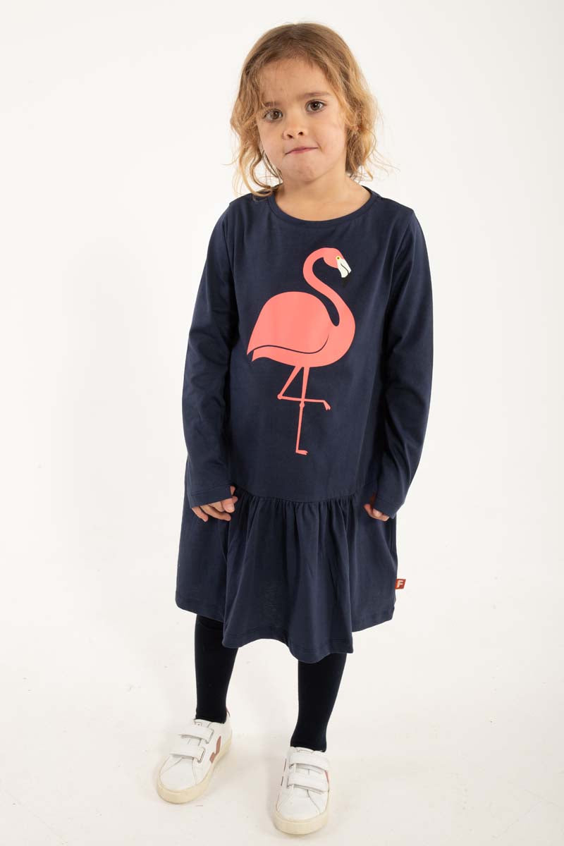 Dyrperky LS Dress Dk Navy FLAMINGO
