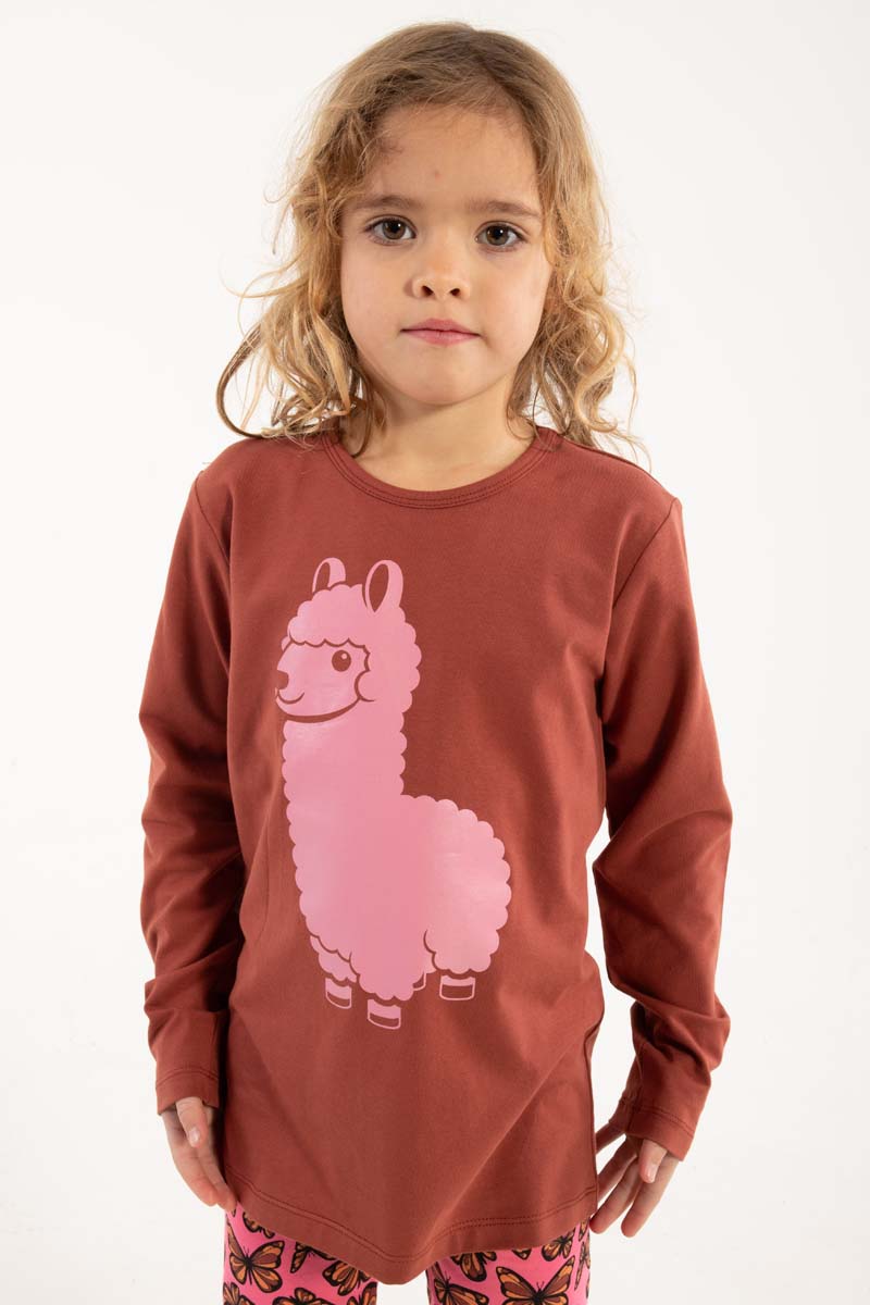 Lækker bluse til børn med print af lama