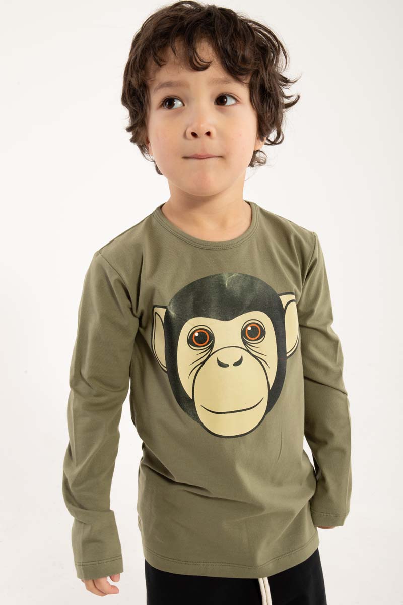 Lækker bluse til børn med print af chimpanse