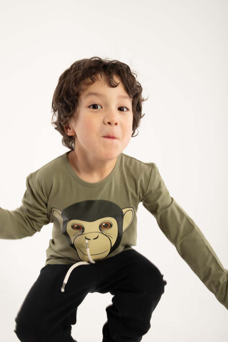 Lækker bluse til børn med print af chimpanse