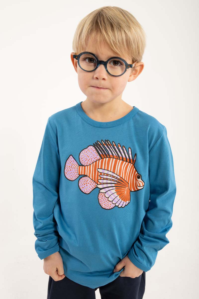 Sød bluse til børn med print af dragefisk